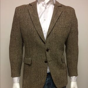 Herringbone Harris Tweed brown Blazer sized 42R